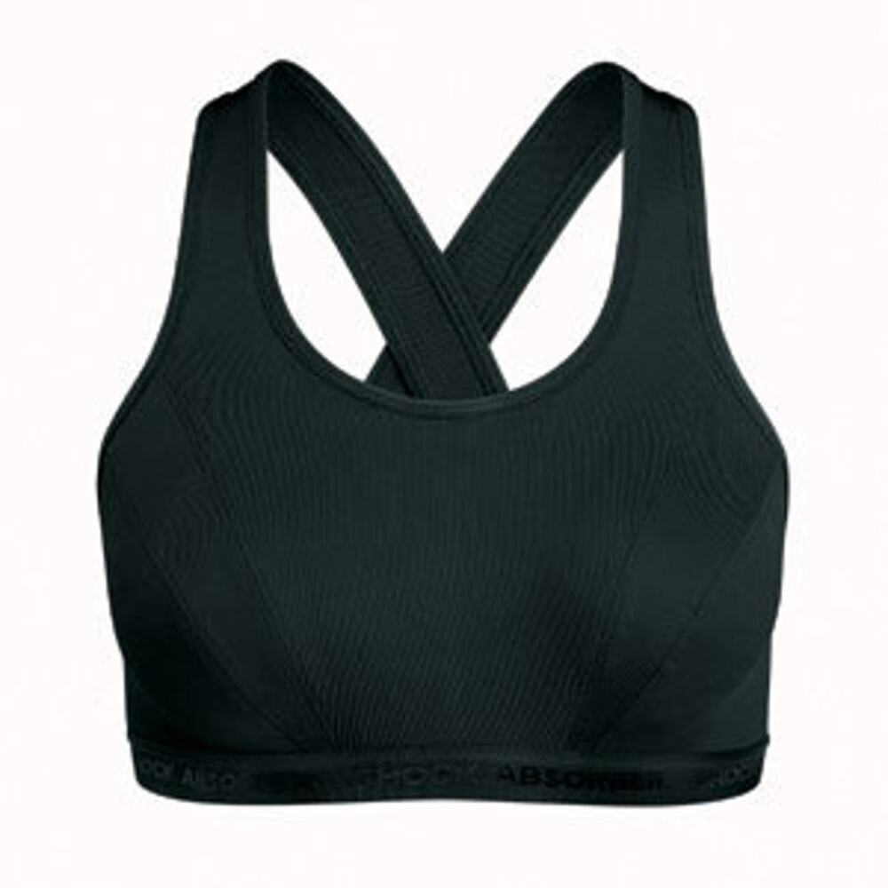 NWT Shock Absorber Black Cross-Back Athletic Sports Bra Women's Size 38D